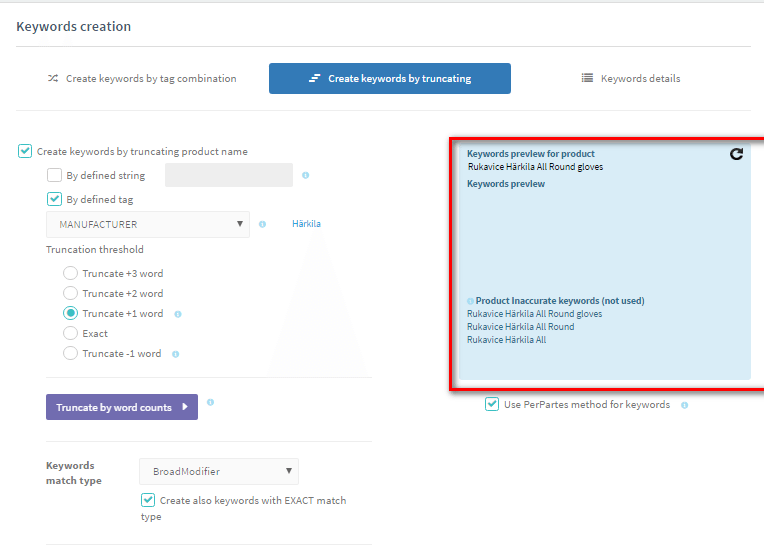 No generated product long-tail keywords for AdGroup in product campaign