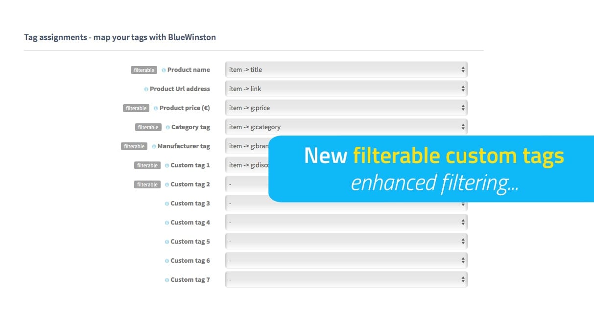 Enhanced filtering your products thanks to Custom tag 1 and 2 in product campaigns