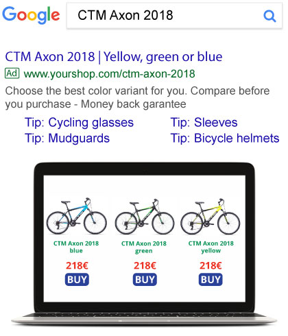 Product Group text ad in Google search