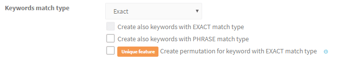 Exct match type with permutation