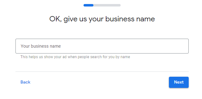 google ads business name