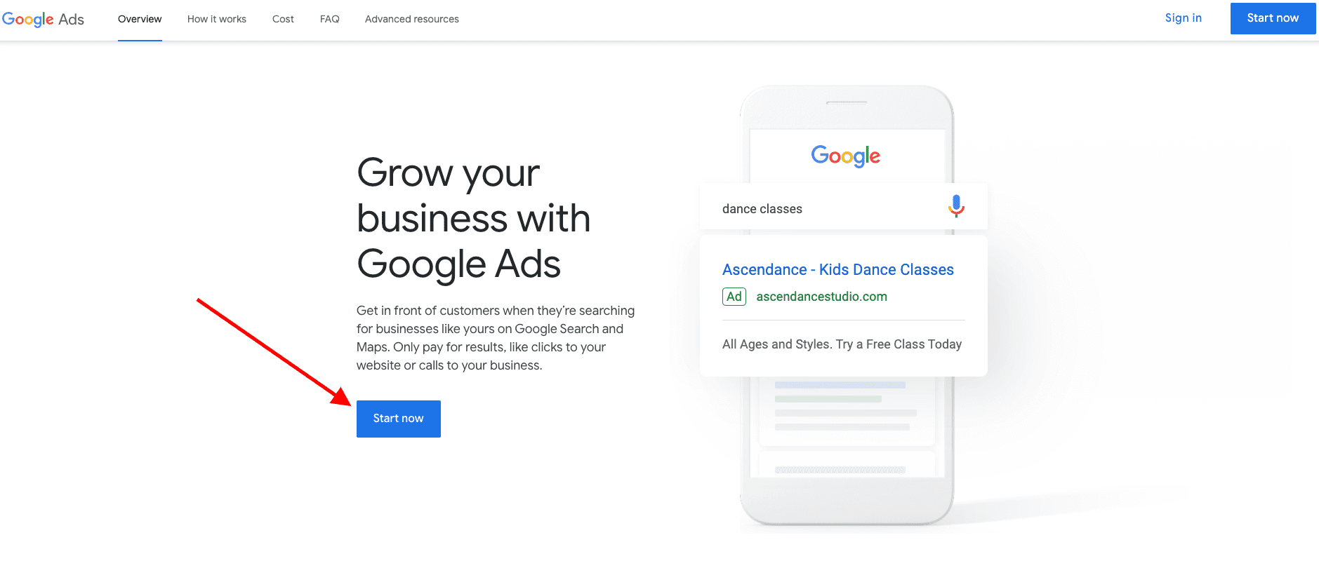 Google Ads account creation