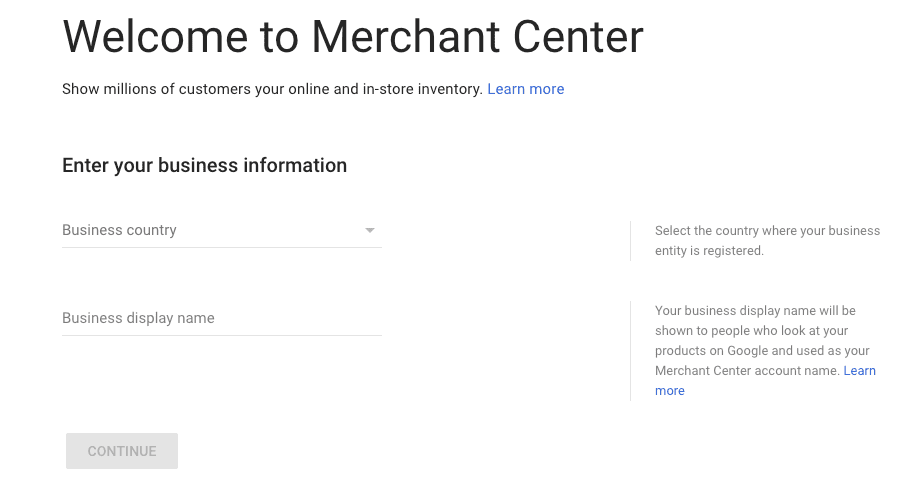 Merchant Center Registration