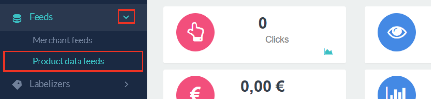 BlueWinston tool interface, where the Feeds column is displayed